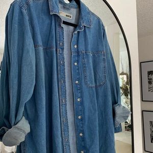 Topshop Moto lightweight denim button up